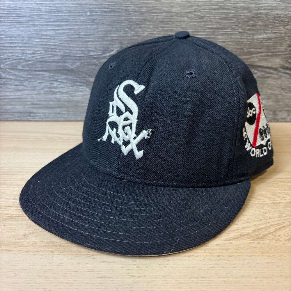 Vintage Chicago White Sox Hat 7 1/4 Black Wool Wide World Of Sports‎ New Era *
